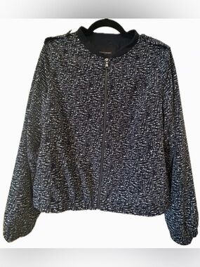 Banana Republic Black White Printed Bomber Jacket Large